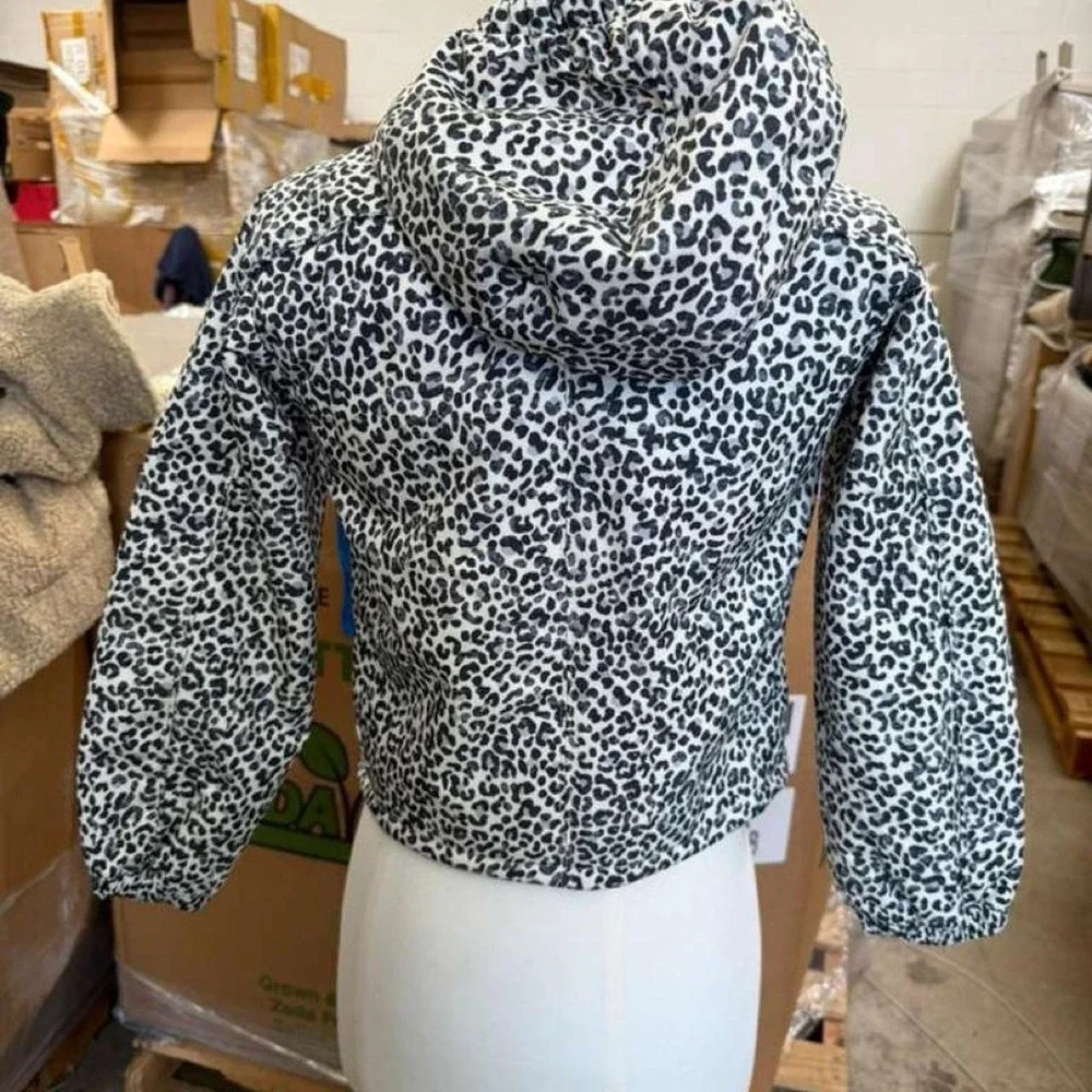 All in Motion Girls' Leopard Print Hooded Jacket – Size Medium (8)